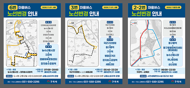 1026 구리시, 마을버스 3·6·2-2번 노선 개편… 교통 소외 지역 이동 편의 높인다1.jpg