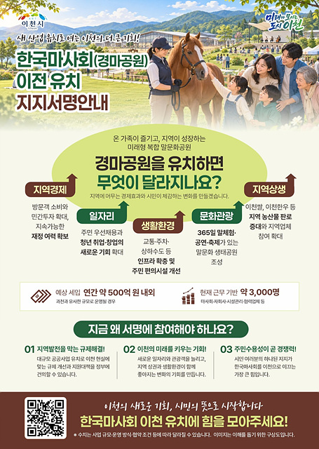 이천시, 한국마사회(경마공원) 유치를 위한 범시민 서명운동 돌입