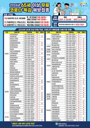 이천시, 인플루엔자·코로나19 무료 예방접종 실시