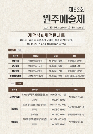 원주의 가을, 예술로 물든다… ‘제62회 원주예술제’ 개최