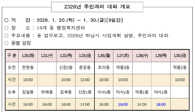 하남시, ‘2026년 주민과의 대화’ 대장정… 현장 소통 행정 ‘가속도’