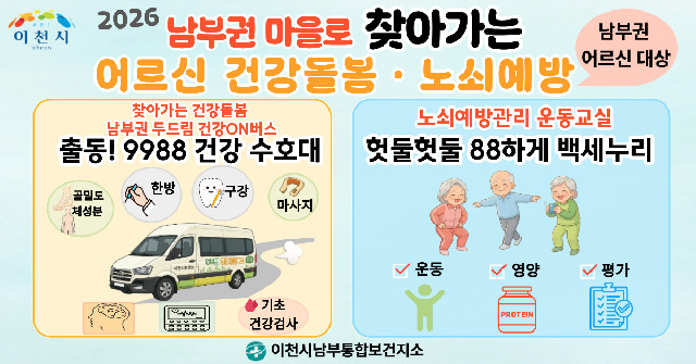 이천시, 남부권 어르신 대상 찾아가는 건강돌봄·노쇠예방관리 운영