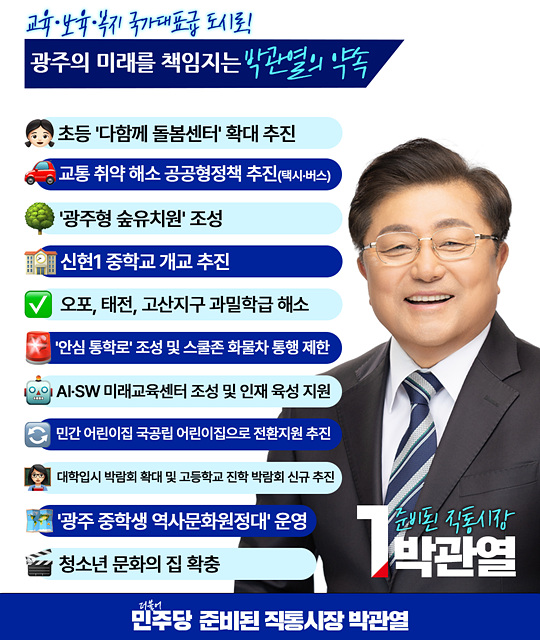 박관열 민주당 광주시장 후보,청소년과 청년이 머무는 광주대전환 공약발표