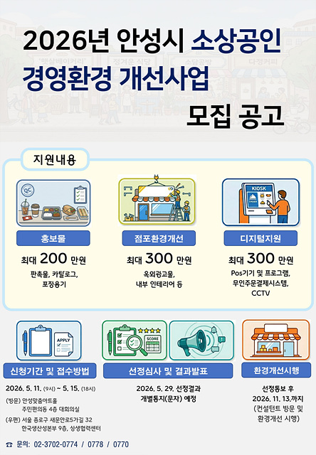 안성시, ‘2026 소상공인 경영환경 개선사업’ 참여자 모집