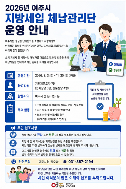 여주시, ‘지방세입 체납관리단’ 7명 최종 선발